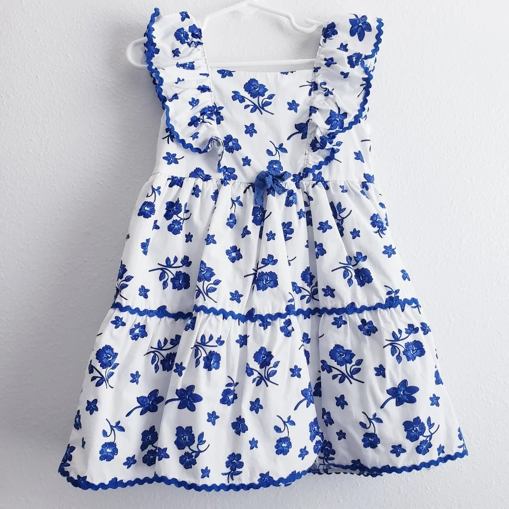 Blueberi Boulevard Floral Ruffle Princess Spring Dress